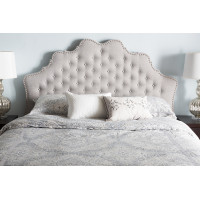 Baxton Studio BBT6692-Greyish Beige-King HB-H1217-14 Hilda Modern and Contemporary Greyish Beige Fabric King Size Headboard